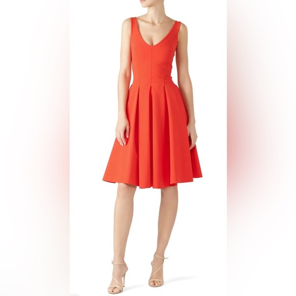 Chiara Boni- Deep Orange Fit-and-Flare Dress. Size US 6 - Picture 3 of 14